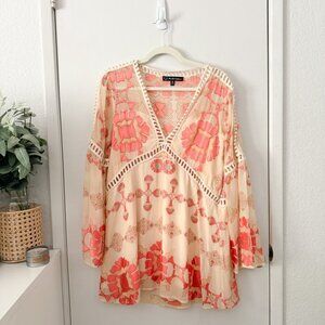 🦋 RARE FOR LOVE AND LEMONS Barcelona Peachy Orange Cream  Dress Boho Small